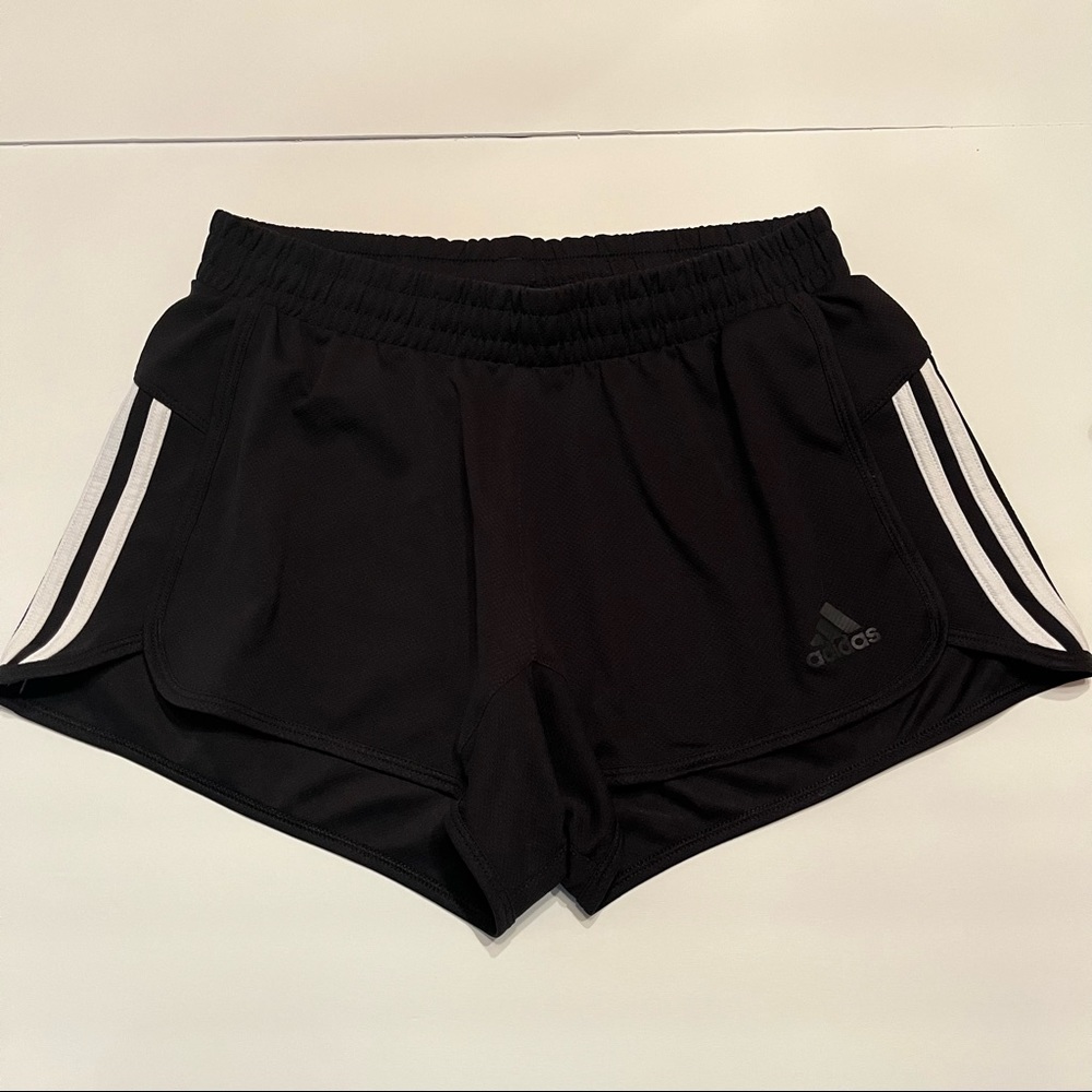 🏔Adidas Women's Black with 3 White Stripe (Climalite) Shorts Size Small